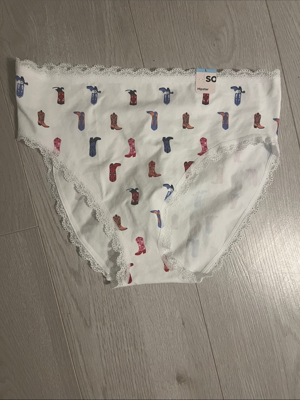 NWT SO Juniors White Hipster with Red and Blue Cowboy Boot Print